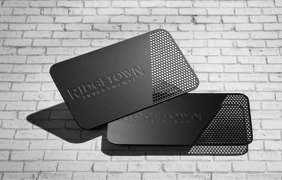 Ridgetown real estate business card with silk finish and gold foil accent lettering