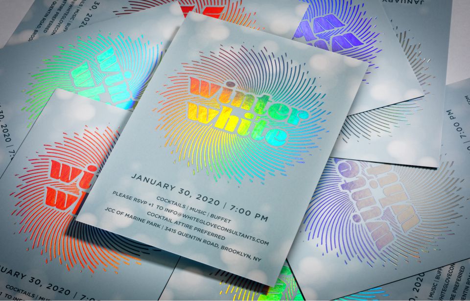 Winter White business card with clean minimal design on bright white silk finish stock